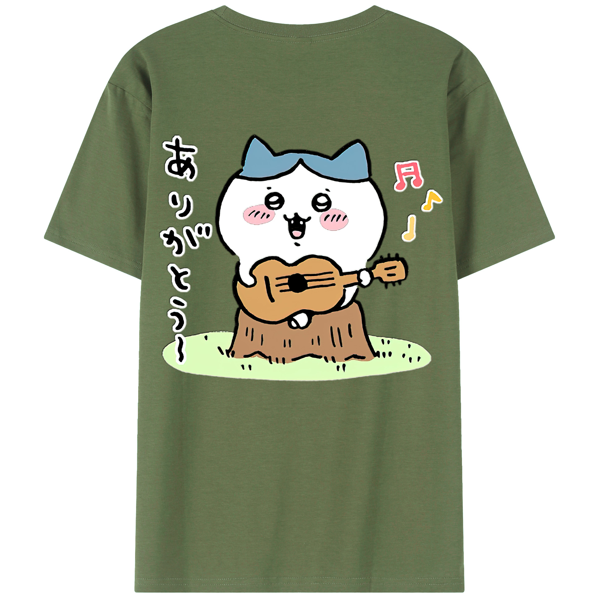 （画像用） ちいかわ ハチワレ Chii-kawa hachiware 綿100％ メンズ半袖Tシャツ（バックプリント） 通気性